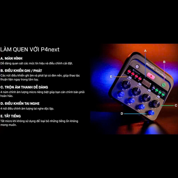 Máy Ghi Âm / Soundcard Podcast Zoom PodTrak P4next