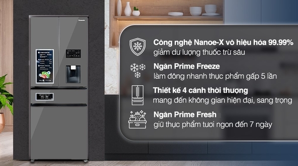 Tủ lạnh Panasonic Inverter 540 lít Multi Door PRIME+ Edition NR-YW590YMMV