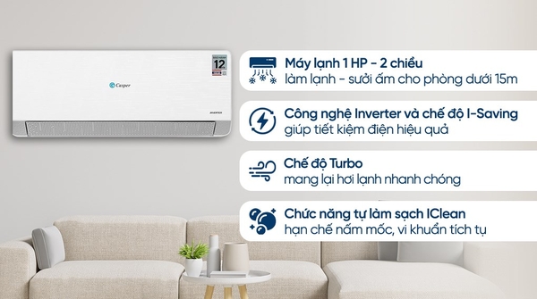 Máy lạnh 2 chiều Casper Inverter 1 HP QH-09IU36A