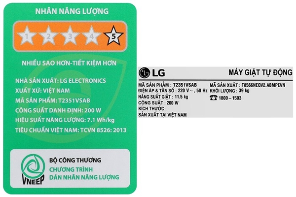 Máy giặt LG TurboDrum Inverter 11.5 kg T2351VSAB