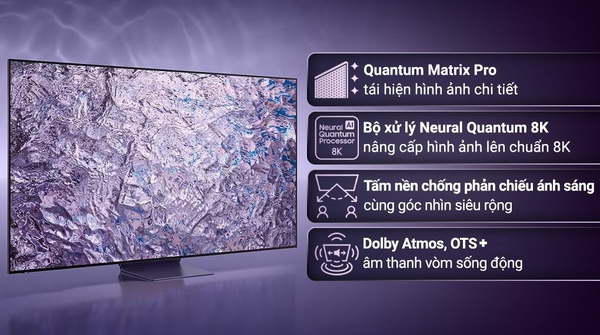 Smart Tivi Neo QLED Samsung AI 8K 75 inch QA75QN800C
