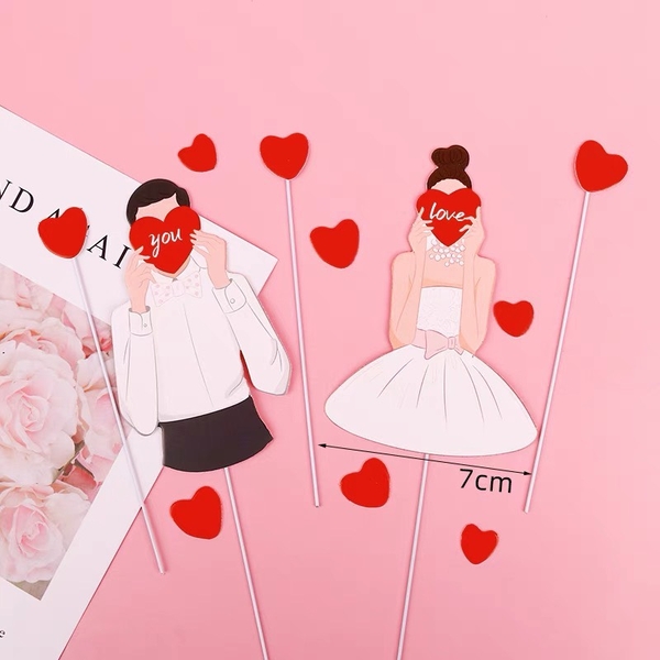 MUA 1 TẶNG 1-Combo 2 set giấy đôi tình yêu love you và trái tim đỏ.