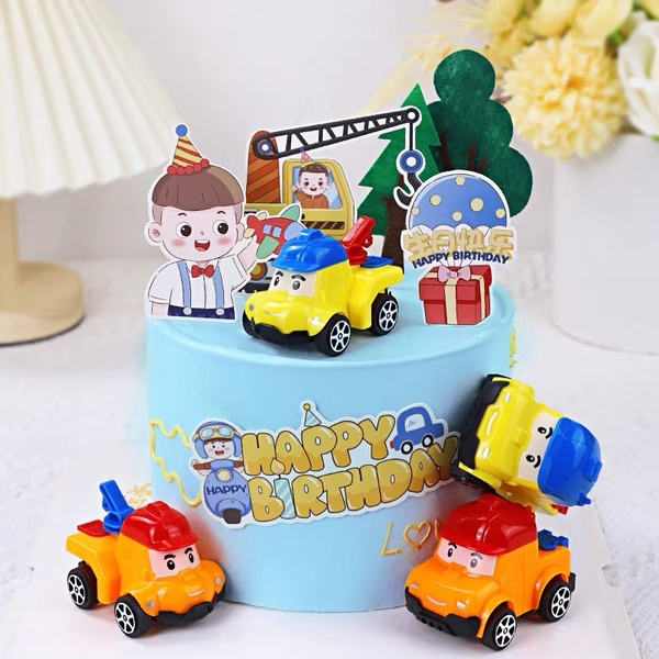 Combo 2 set giấy bé trai - khinh khí cầu và xe xúc.