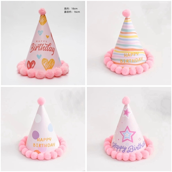 Set 10 mũ bông -HỒNG  (size 14X17cm) mix mẫu (không gắn sẵn).