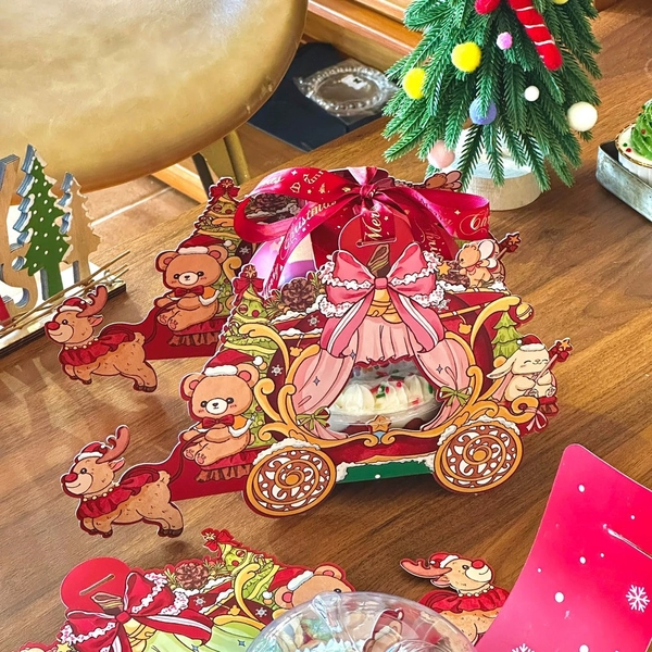 Set 5 hộp cầu NOEL -hình xe kéo tuần lộc.