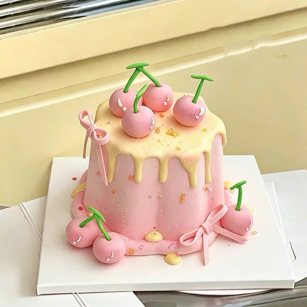Set 10 quả cherry bằng đất nặn-MÀU HỒNG (kt 2cm).