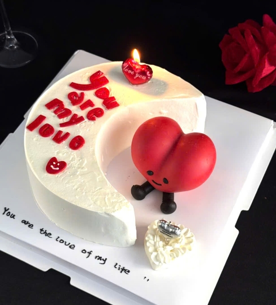 Vỉ nến 3 trái tim có chữ love you-MÀU ĐỎ.