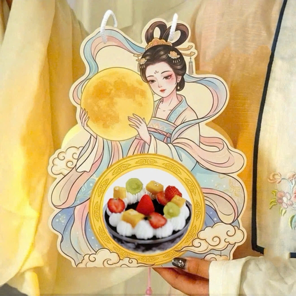 Set 5 hộp cầu Trung thu (gồm vỏ giấy + hộp cầu) - Hằng nga ôm trăng.