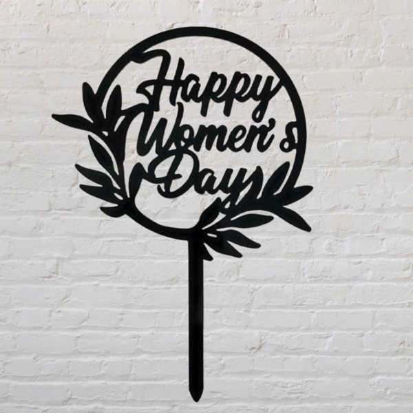 Set 10 mica women's day TRÒN gắn hình lá-MÀU ĐEN.
