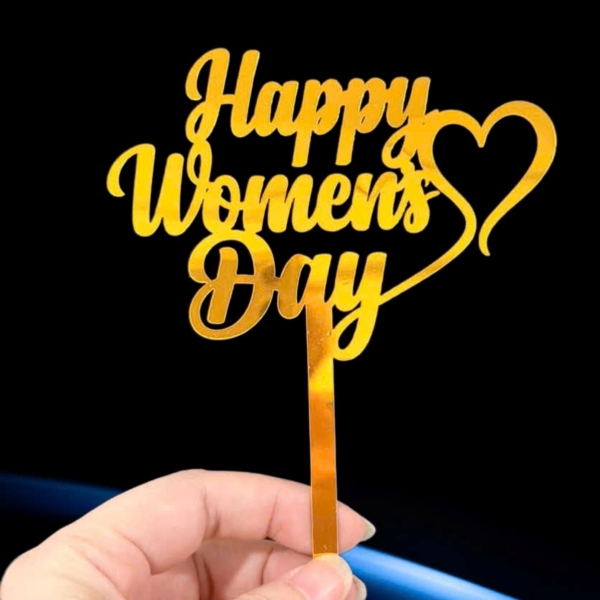 Set 10 mica women's day chữ MẢNH gắn trái tim-MÀU VÀNG.