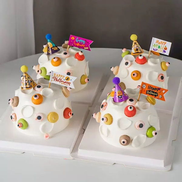 Hộp 15 mũ mini gắn bông (gắn sẵn) trang trí bánh -chủ đề Halloween.