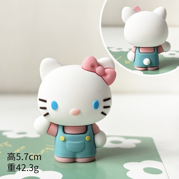 Tượng silicon nhựa đẹp - Kitty dáng đứng yếm xanh.