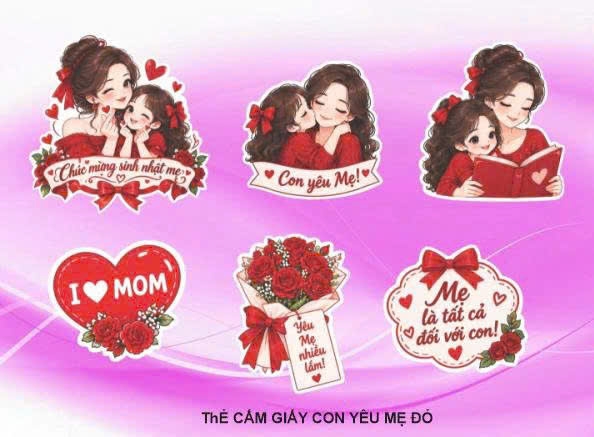 10 set giấy CT - Mẹ và con (màu đỏ).