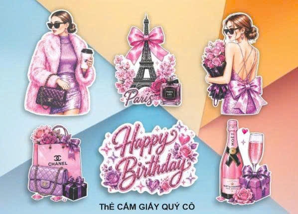 10 set giấy CT - cô gái và tháp pari hồng.