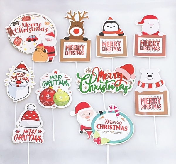 Set 10 thẻ cắm NOEL mix mẫu.