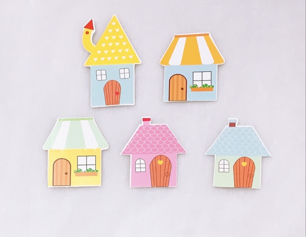 Combo set 10 nhà giấy sắc màu mix mẫu.