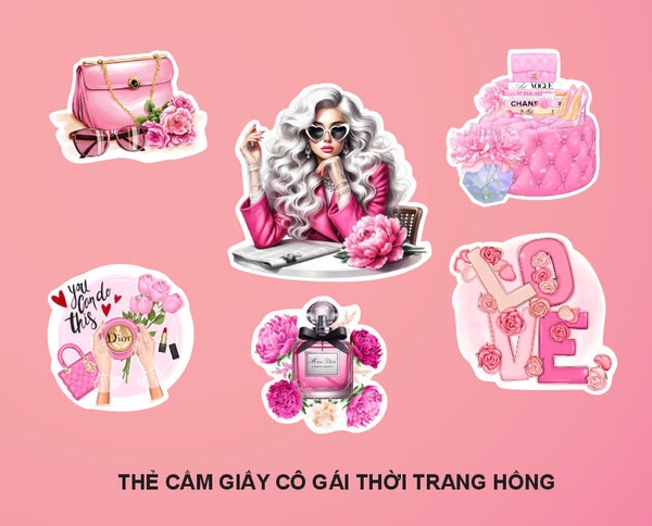 Set 10 set giấy cô gái thời trang hồng (CT).