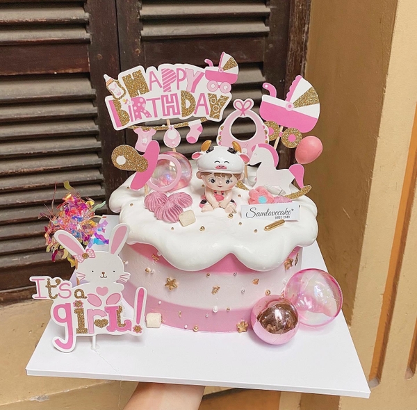 Set giấy baby thỏ hồng HD.