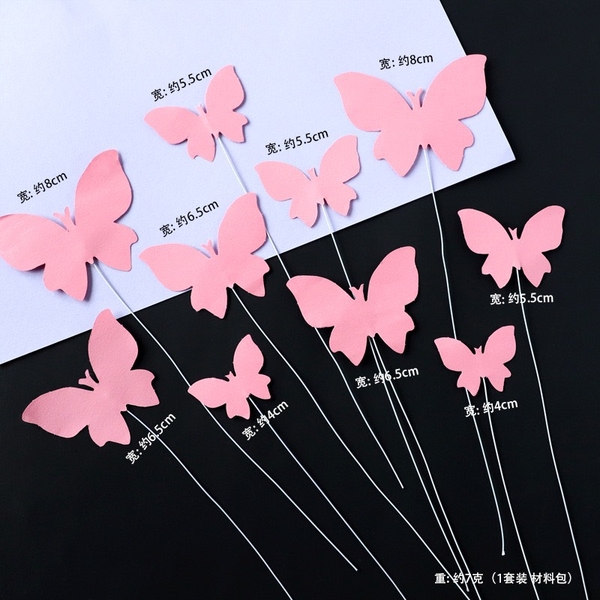 Set 10 bướm hồng (giấy trơn).