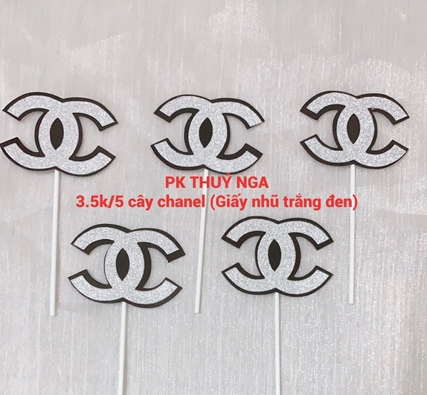 CAM-Set 5 cây chanel trắng đen (giấy nhũ).