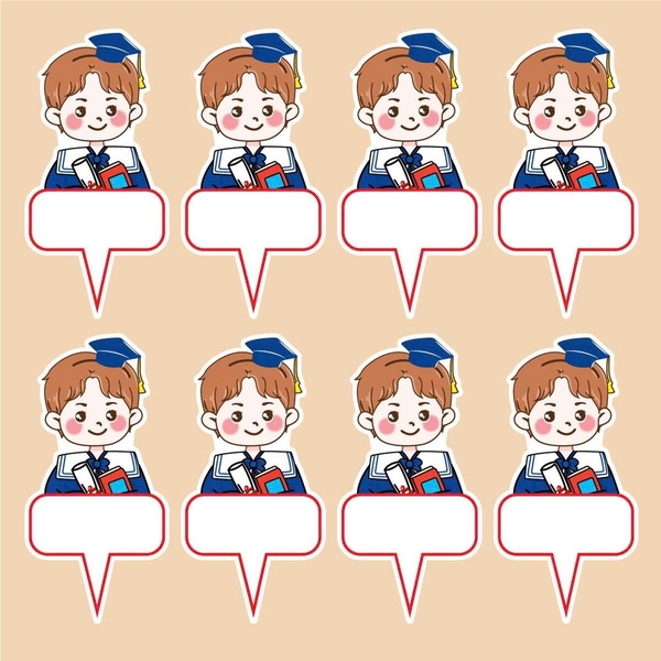 Set 50 thẻ giấy có chân cắm-bé TRAI CỬ NHÂN (MẪU 2-trang phục cử nhân màu xanh than đậm).