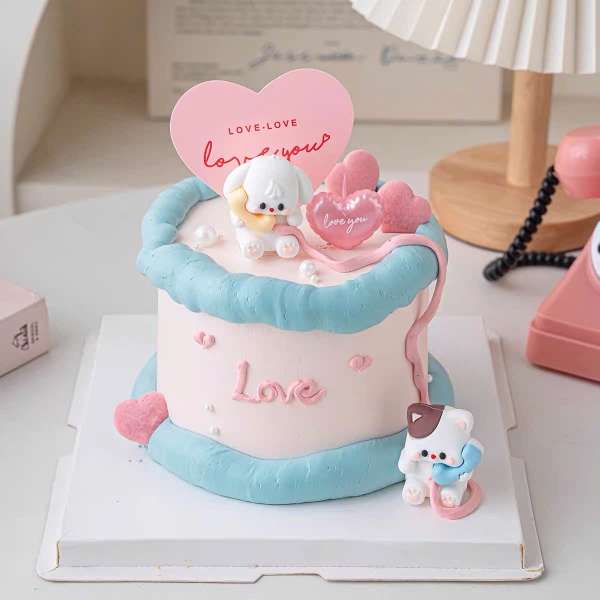 Vỉ nến 3 trái tim có chữ love you-MÀU HỒNG.