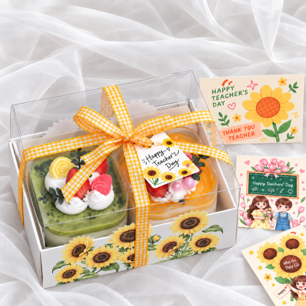 Set 10 hộp cupcake HOA HƯỚNG DƯƠNG VÀNG - 2 NGĂN kèm thẻ giấy (CHÚ Ý).
