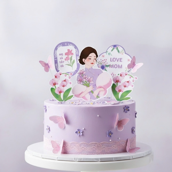 Combo 2 set giấy - mẹ màu tím + chữ women's day.