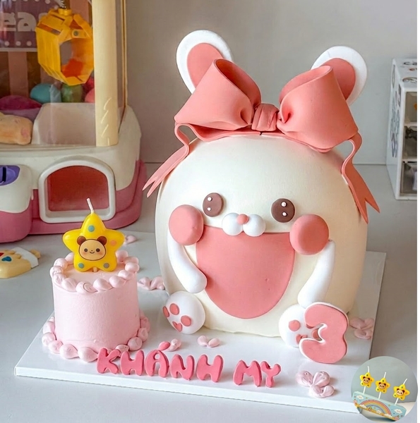 Vỉ 3 nến ngôi sao - mặt gấu tai màu nâu.