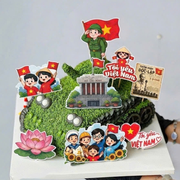 Combo 5 set giấy SX - mừng quốc khánh mẫu 1 (có hoa sen to).