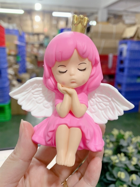 Em bé thiên thần có cánh (ngủ)-HỒNG size TO-NHỰA CỨNG.