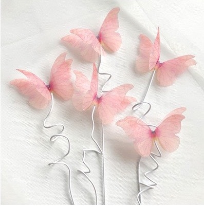 Set 5 bướm vải tuyn 2 lớp-HỒNG.
