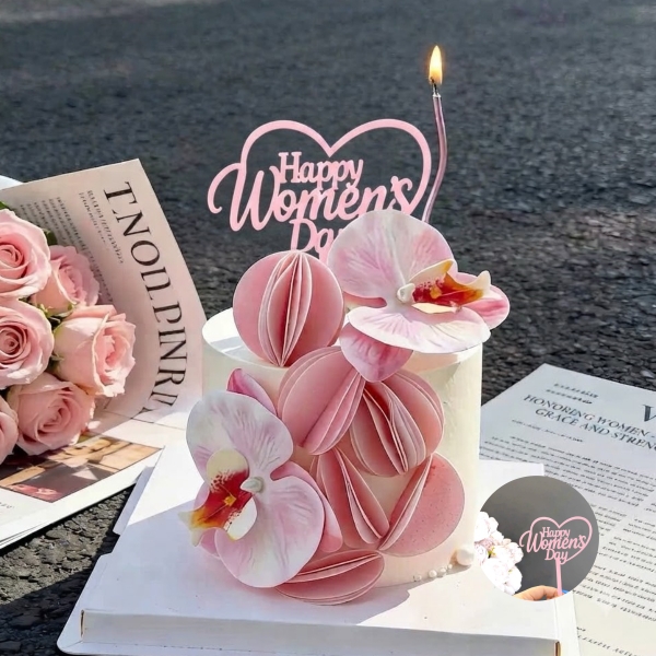 Set 10 mica women's day hình trái tim-MÀU HỒNG.