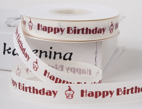 Ruybang HPBD kem in chữ HPBD và cupcake-ĐỎ (2cm x 35m).