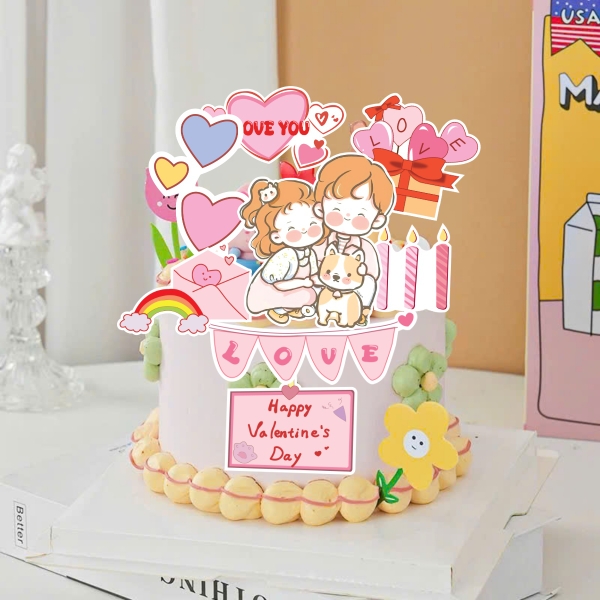 Combo 2 set giấy Valentine - đôi tình yêu và cún con.