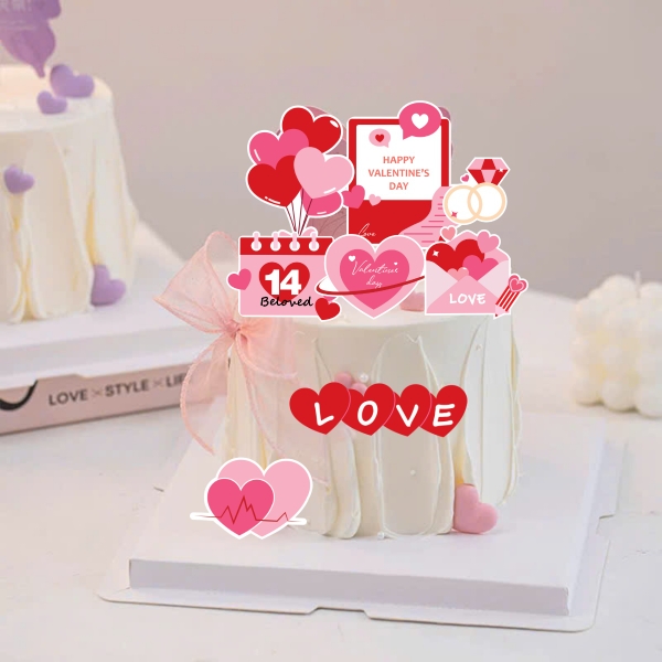 MUA 1 TẶNG 1-Combo 2 set giấy valentine - lịch 14 tháng 2 + chùm bóng+phong thư.