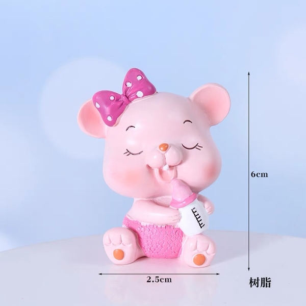 TUONG-Chuột sứ nơ hồng ôm bình sữa. (XẢ KHO)