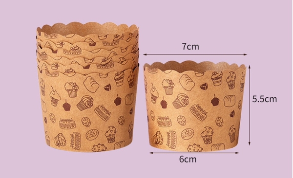 Set 50 cốc cupcake -NÂU (kt 7x5.5x6cm) (hoạ tiết bánh).