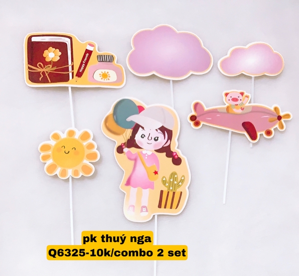 MUA 1 TẶNG 1-10 Set giấy bé gái chùm bóng và máy bay (XẢ KHO).