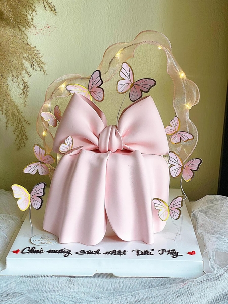 Dải ruybang có kèm đèn -HỒNG (KT 5.5cm x 85cm).