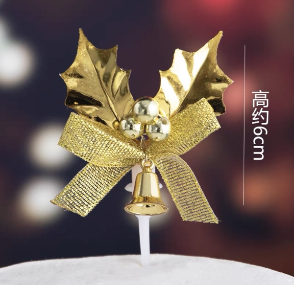 Set 10 nơ chuông Noel -LÁ MÀU VÀNG.