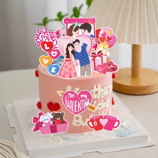 Combo 2 set giấy Valentine - 2 đôi tình yêu (có đôi uống trà sữa).