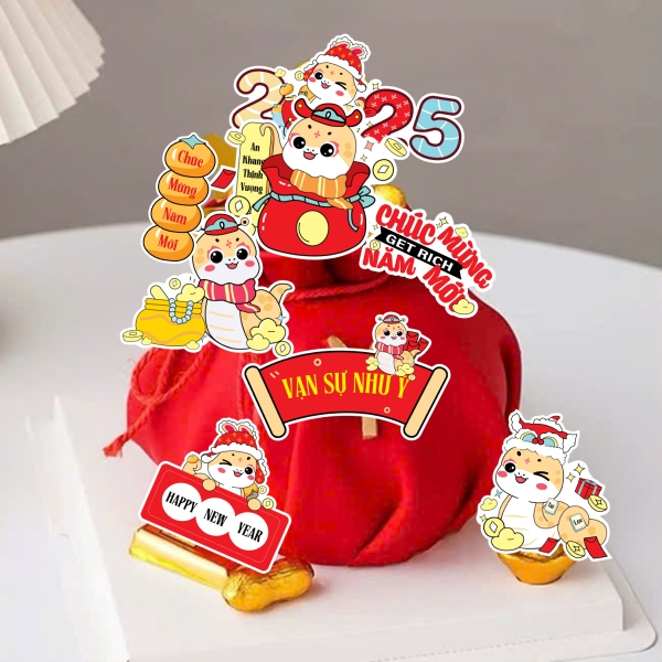 Combo 2 set giấy TẾT - rắn hũ tiền, số 2025, bảng vạn sự như ý.