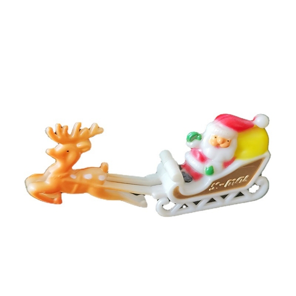 Tượng ông già noel và xe kéo tuần lộc (nhựa) size to 10CM.