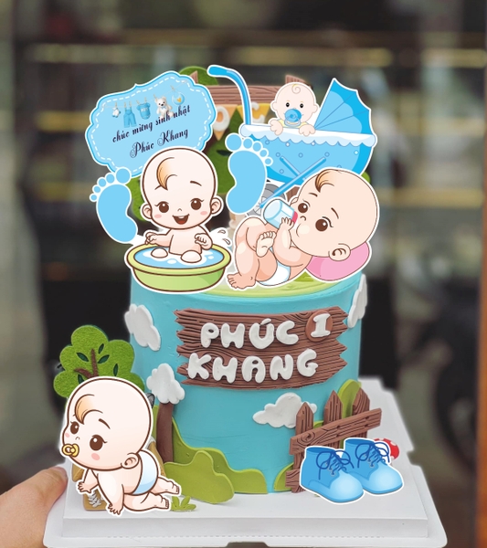 Combo 2 set giấy  - bé TRAI xe nôi xanh và bảng viết chữ.