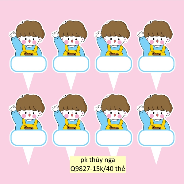 Set 40 thẻ giấy có chân cắm-bé TRAI giơ tay phát biểu.