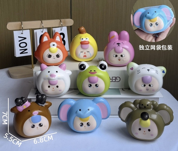 Set 3 tượng nhựa cao su mềm BABY THREE mix màu (dạng mặt MẮT  NHỎ) (mẫu mới)2681.