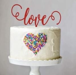 Set 10 mica chữ LOVE 2 vòng xoắn-ĐỎ.