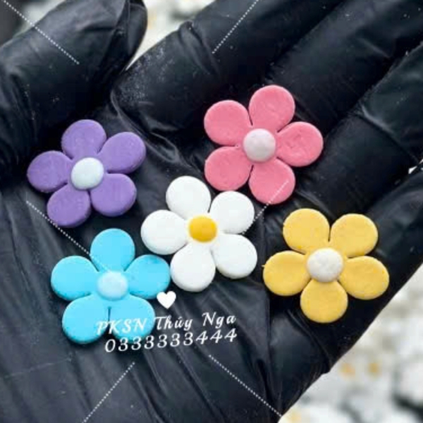 Hộp 100 gam HOA MAI kẹo đường kt 2.5cm -MIX MÀU.