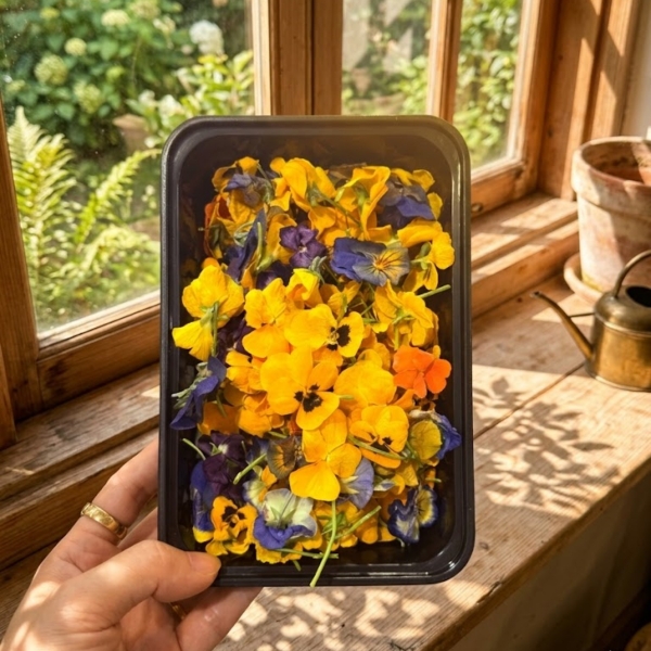 Hộp 6 gram hoa VIOLA sấy thăng hoa (khoảng 400-600 bông/hộp) (hoa ăn được, bảo quản tránh ánh sáng trực tiếp).